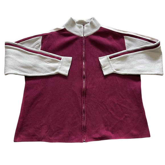 Joe Boxer Burgundy and Tan Color Block Gull Zip Front Cardigan Shacket Size XL - Picture 1 of 10